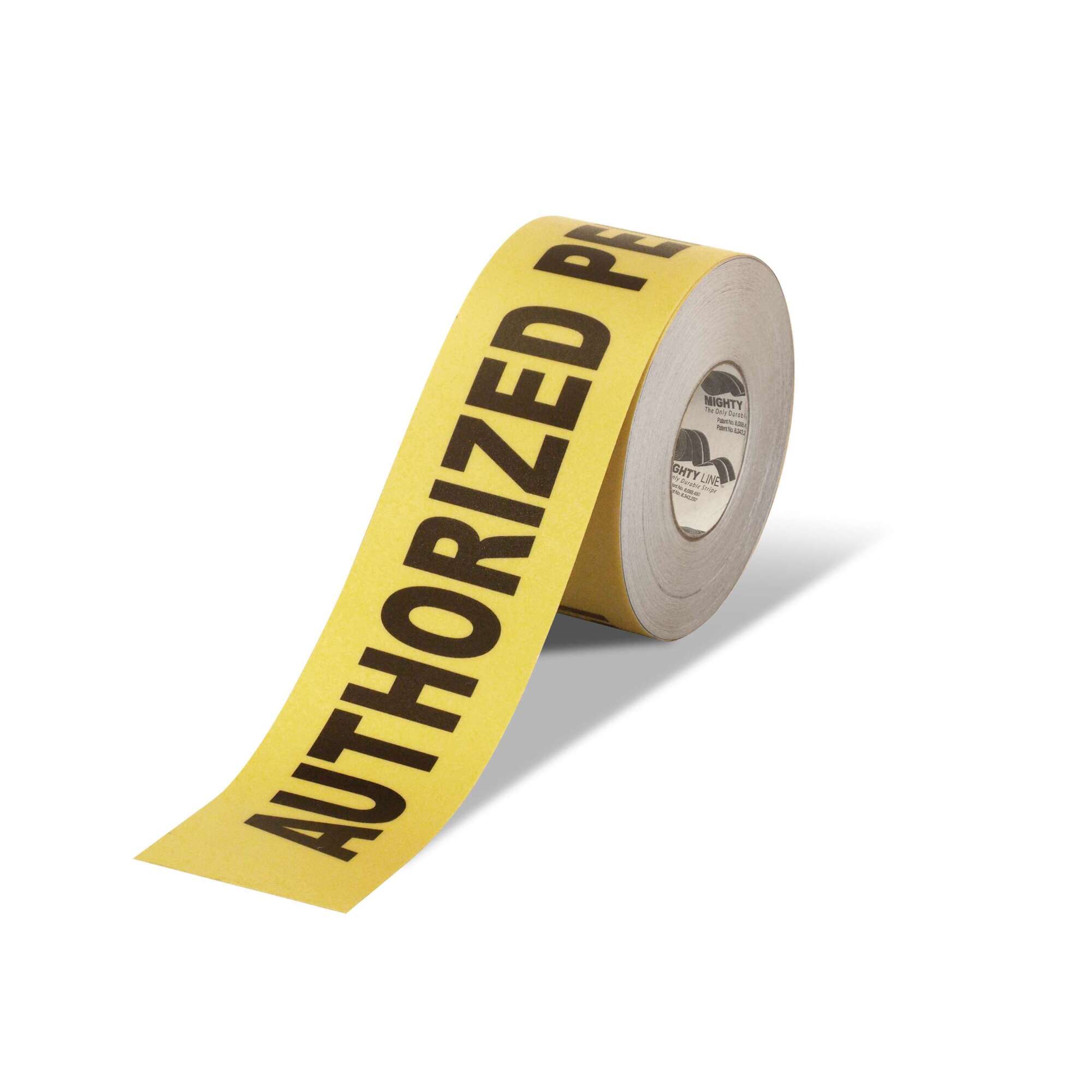 Mighty Line Authorized Personnel Only Floor Tape — 4in. Wide, 100ft. Roll, Heavy-Duty Vinyl, Model# 4RAPO